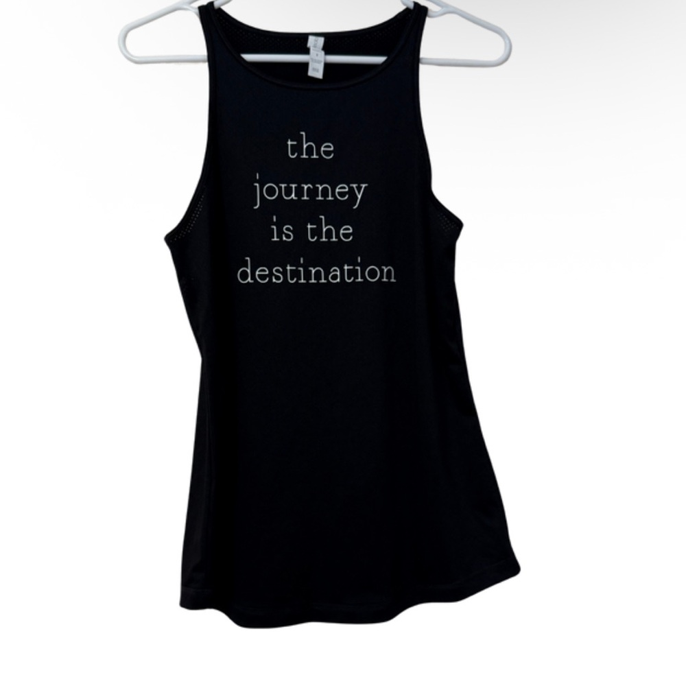 Black Sleeveless Workout Top with Inspirational‎ Quote